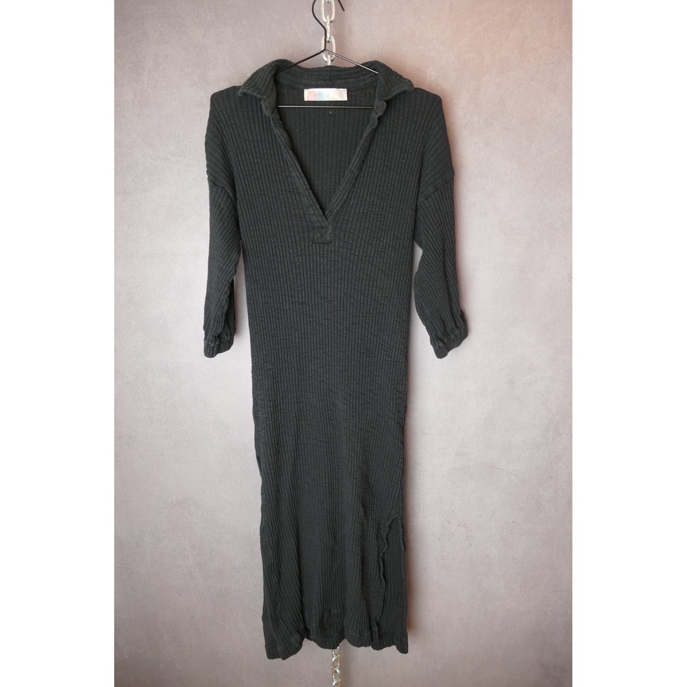 Free People Beach‎ Ribbed Knit Maxi Dress Long Sleeve Casual Comfy Gray S